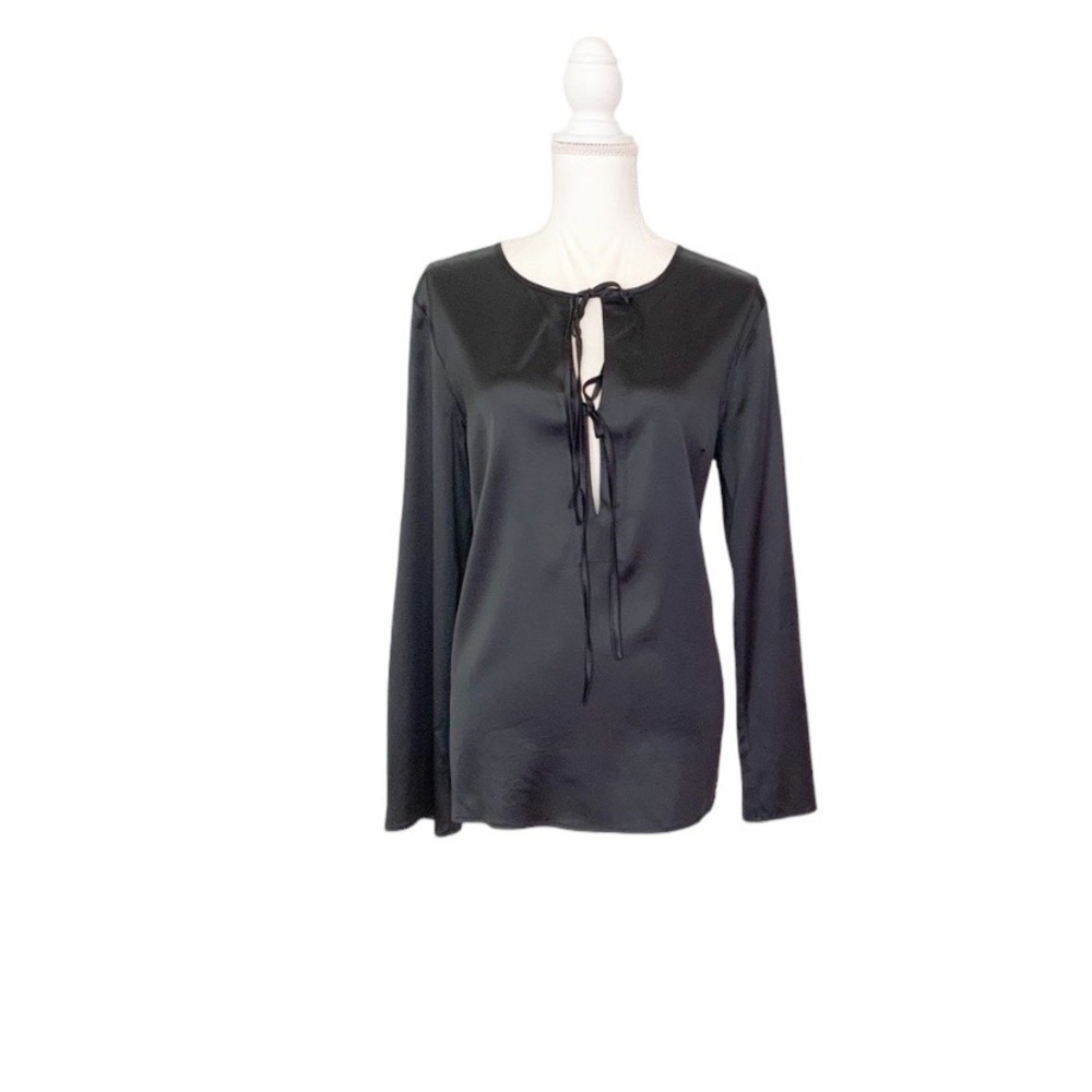 Banana Republic Black Long Sleeve Silk Blouse Size Large